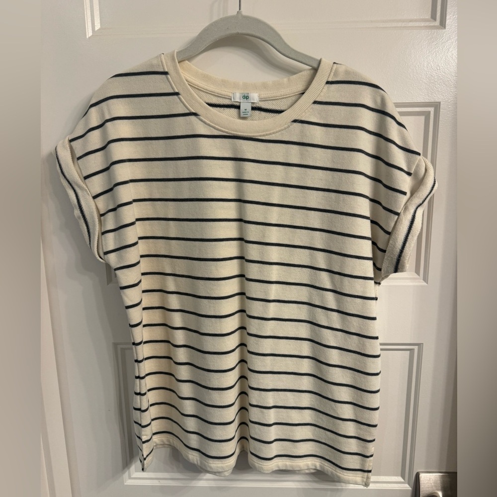 dip Cream and Black Striped Top- Medium